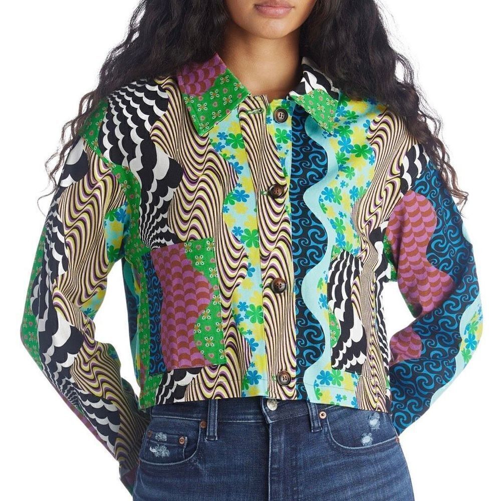 Multi Print Abstract Patch Jacket Sz 6